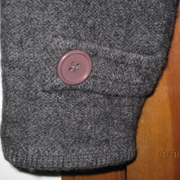 Knitting Needle-100% Grey Wool Sweater Jacket-S - Picture 3 of 4
